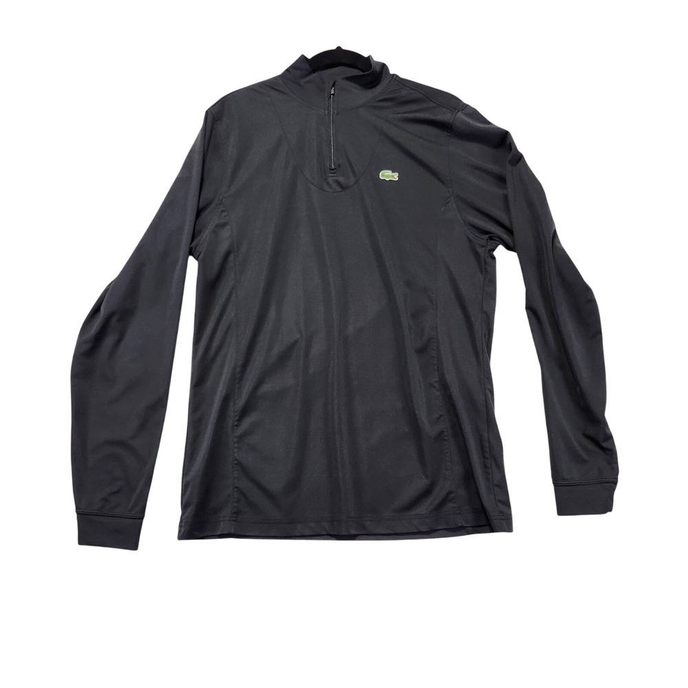 Vintage Lacoste Sport Quarter Zip Pullover Long Sleeve Black Men's Size 6